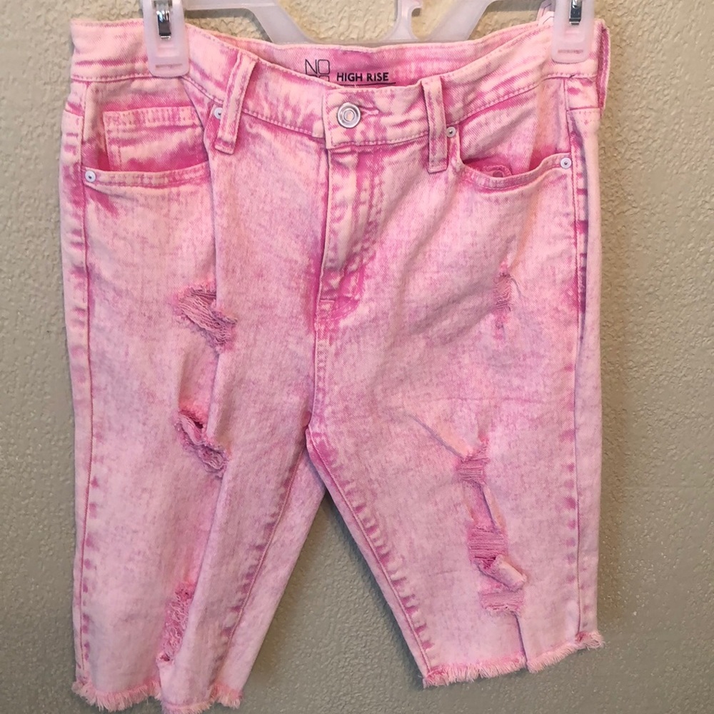Pink Denim Shorts High Rise